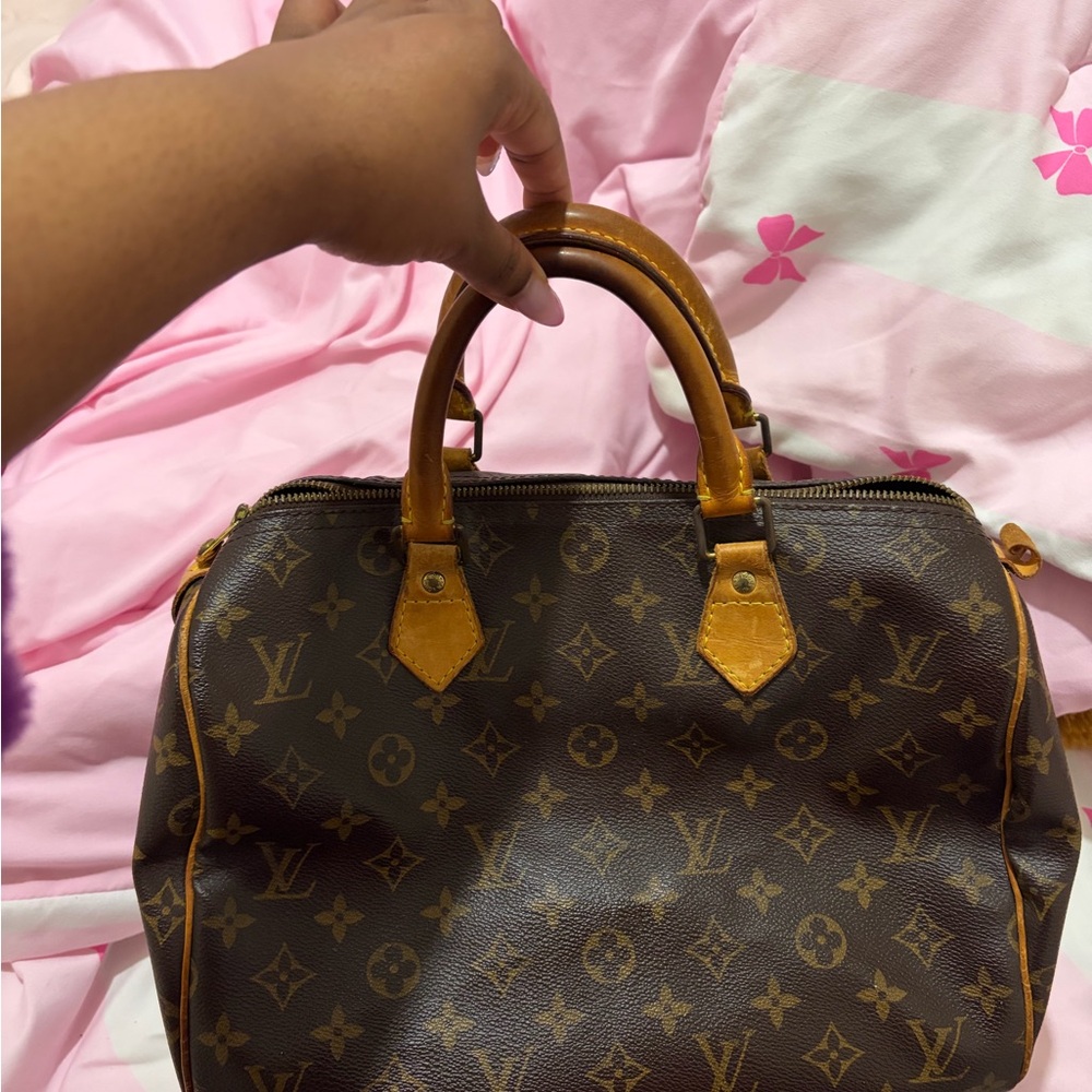 Louis Vuitton Monogram Canvas Satchel in Brown with Tan Trim